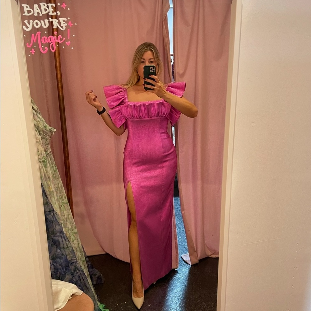 Black Halo Prince Gown Vibrant Pink Maxi Dress